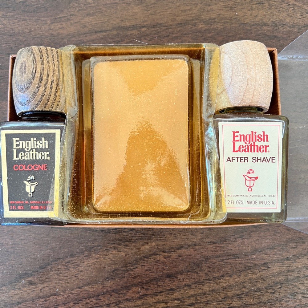 Vintage English Leather MEM Men's Grooming Set No 943 Cologne After Shave Soap
